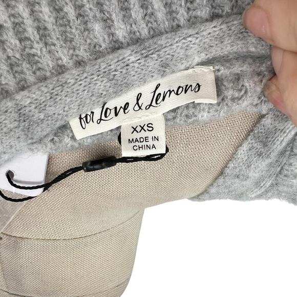 For Love & Lemons Emery Knit Crop‎ Top Cardigan Sweater Gray Size XXS - Picture 10 of 12